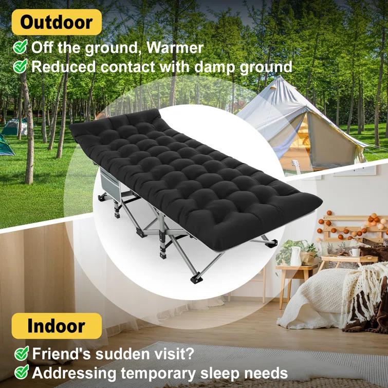 Suteck Folding Camping Cot Portable Outdoor Heavy Duty Sleeping Cot with Mattress and Carry Bag