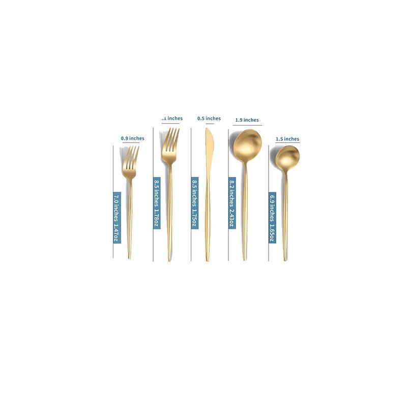 Everly Quinn 30-Piece Gold Silverware Set, Flatware Set For 6, Food-Grade Stainless Steel Cutlery Set, Includes Spoons Forks Knives, Kitchen Cutlery For Home Office Restaurant Hotel