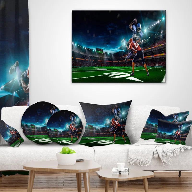 Design Art American Football Player - Sports Printed Throw Pillow