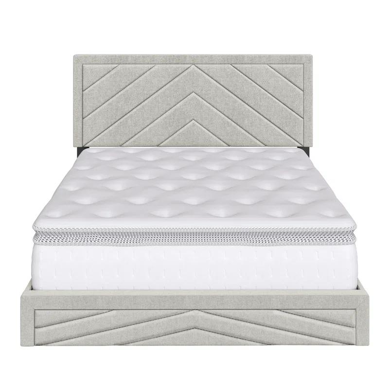 Boyd Sleep Barcelona Linen or Faux Leather Upholstered Platform Bed Frame with Adjustable Headboard, Heavy Duty Slat Support System, No Box Spring Required - Boyd Sleep