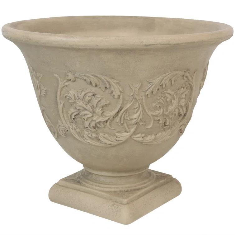 SunnyDaze Decor Darcy 16" x 16" x 13" Round Polyresin Urn Outdoor Planter Pot