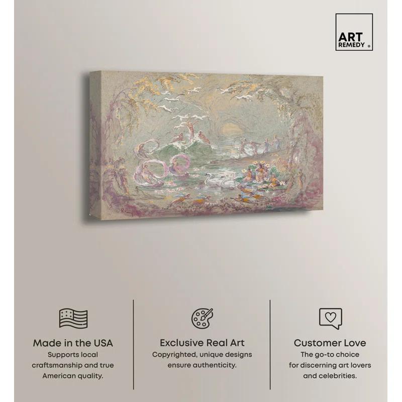 Art Remedy Lake Scene with Fairies Canvas Classic Landscape Art by Art Remedy