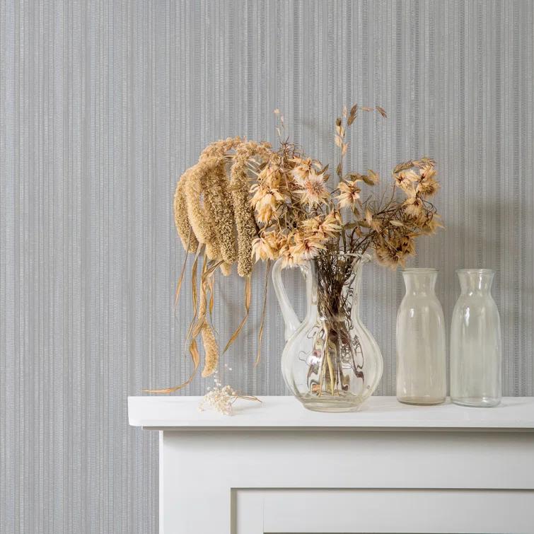 Tempaper & Co.® Faux Grasscloth Removable Peel and Stick Wallpaper, Textured Sterling Silver, 28 sq ft: Vinyl, Self-Adhesive