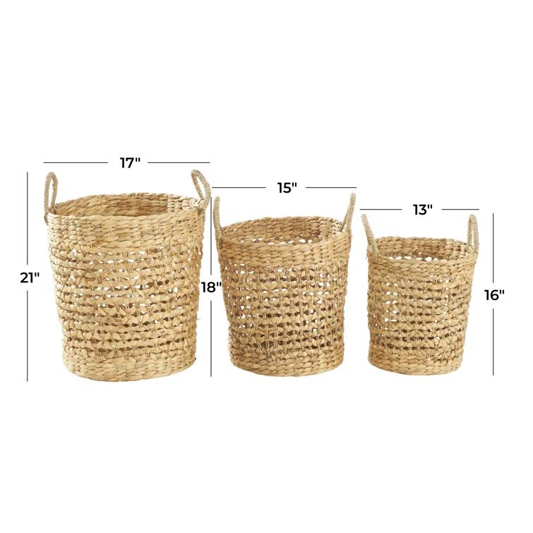 Seagrass Handmade Woven Decorative and Functional Storage Basket with Handles