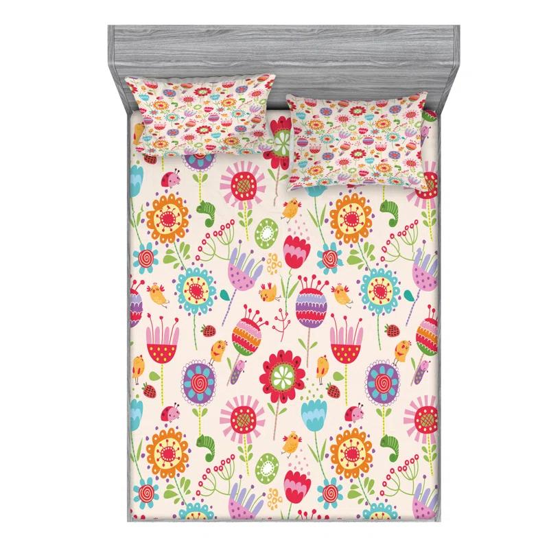 Ambesonne Floral Microfiber Sheet Set & Reviews | Wayfair