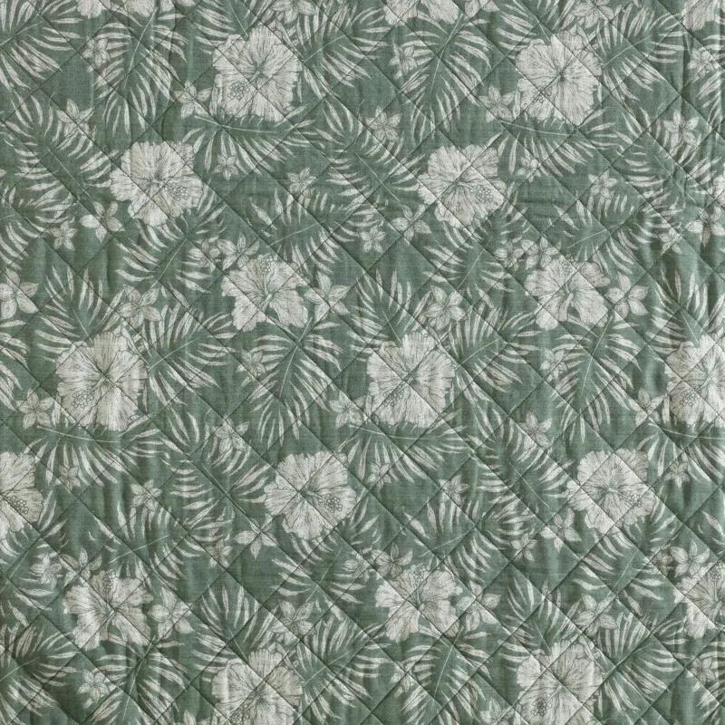 Eddie Bauer Tommy Bahama Hibiscus Jungle Cotton Reversible Green Quilt Set