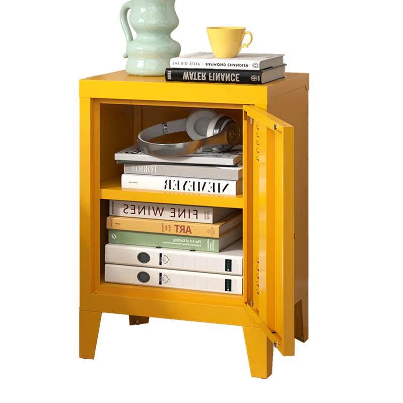 Modern Nightstand - Durable Metal Bedside Storage Cabinet