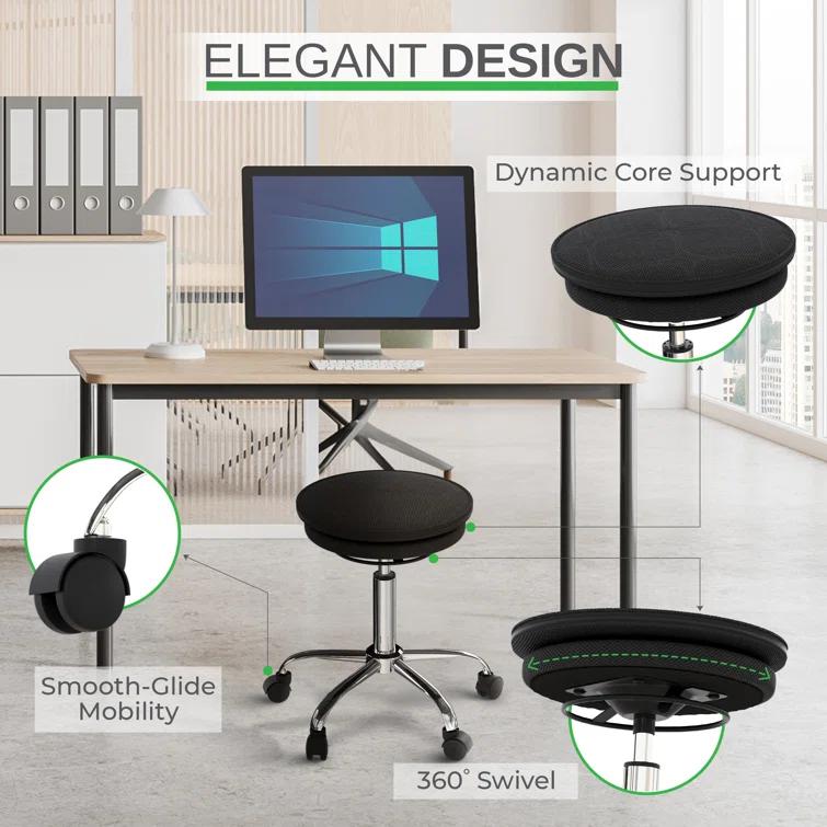 Uncaged Ergonomics Adjustable Height Ergonomic Active Stool with Footring Wheels