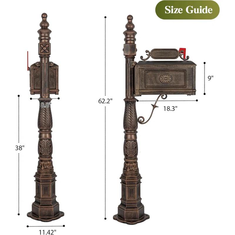 Polar Aurora Cast Aluminum Mailbox With Post Barcelona Decorative Modern Mail Box For Outside