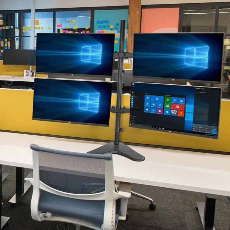 Mount-it Mount-It Quad Monitor Stand | Height Adjustable Standing 4 Screen Mount Fits Monitors Up to 32 in.