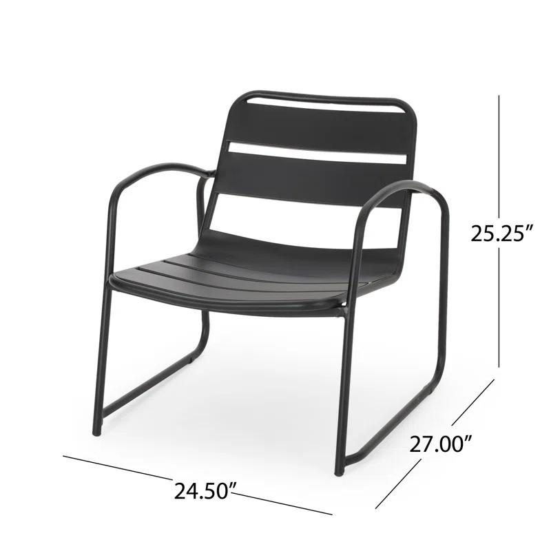 Hokku Designs Modern Metal Frame Outdoor Dining Chairs (Set of 2)