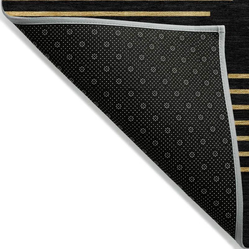 Machine Washable Indoor/Outdoor Chayden ACN1017 Black Rug
