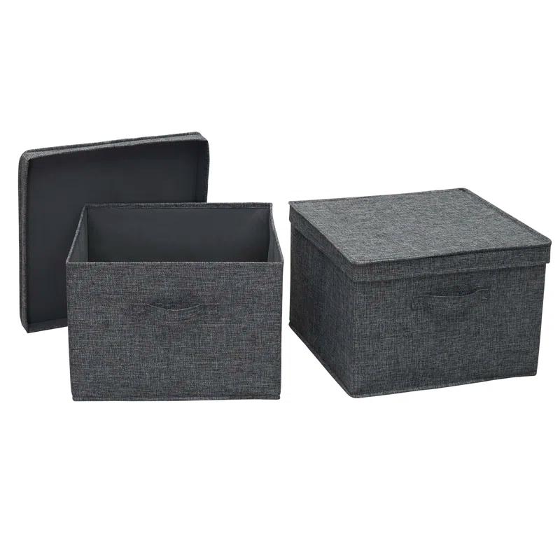 Household Essentials Household Essentials Wide Storage Box Fabric Bin (Set of 2)