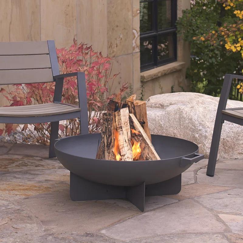 Gray Heavy-Gauge Steel Wood Burning Fire Pit