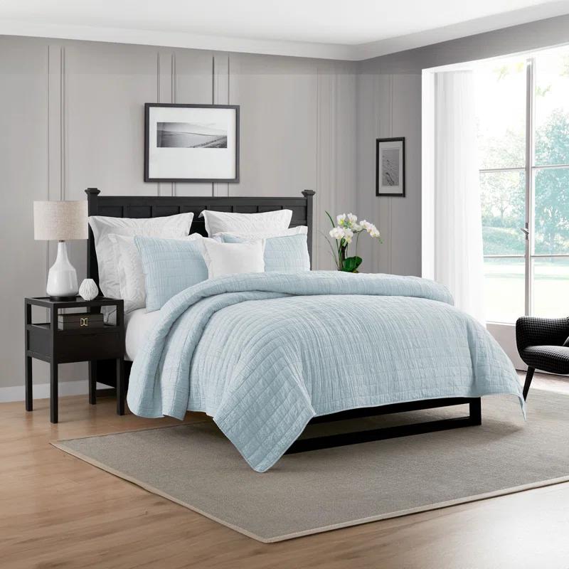 Swift Home Ultra Soft Crinkle Washed Microfiber 3-Piece Quilt Set