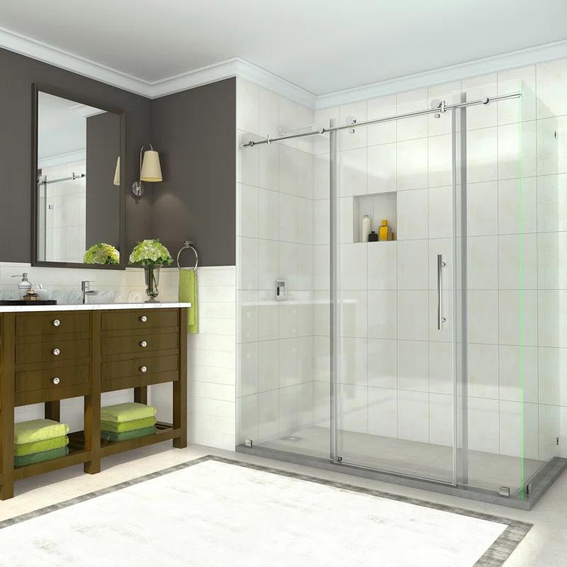 Aston SEN984EZ-CH-72-10 Coraline 68" - 72" W x 33.875" D x 76" H Frameless Sliding Shower Enclosure