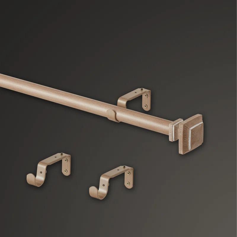 MODE Mode Farmhouse Collection 1 1/8 in Diameter Curtain Rod Set with Cottage Square Finials and Steel Wall Mounted Adjustable Rod