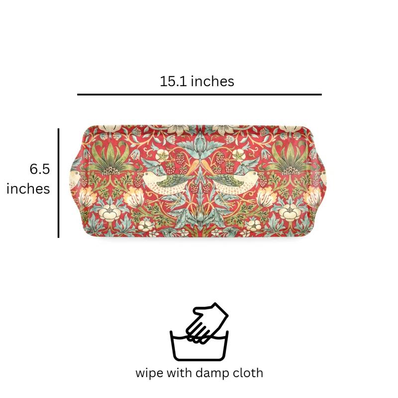 Pimpernel Strawberry Thief Red Melamine Sandwich Tray 15.1 X6.5"