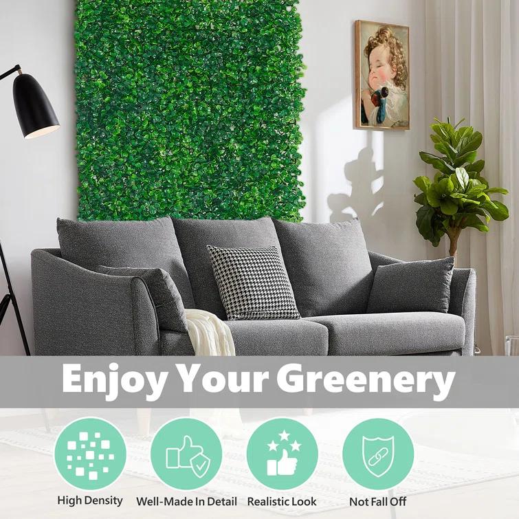 Primrue Primrue 12PCS 16" X 24" Artificial Boxwood Panels,Boxwood Hedge Wall Panels,Artificial Grass Backdrop Wall 1.6", Privacy Hedge Screen UV Protected For Outdoor Indoor Garden Fence Backyard