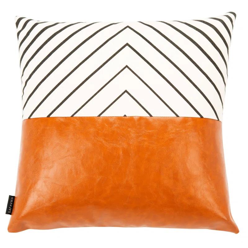 Chevron Faux Leather Reversible Throw Pillow