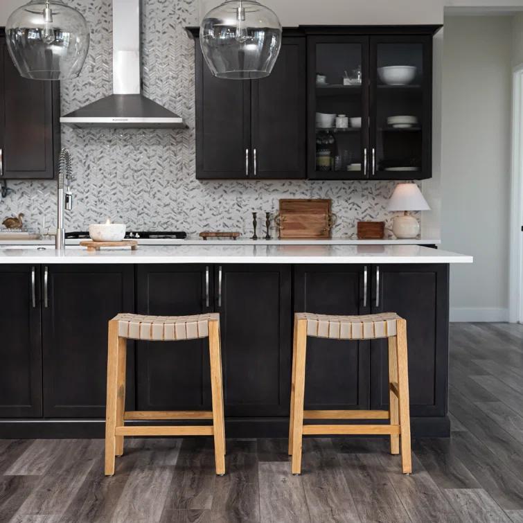 Maven Lane Maven Lane Emerson Kitchen Stool with Vegan Leather Upholstery
