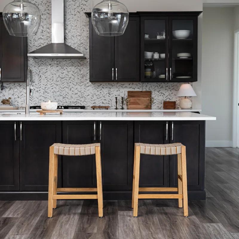 Maven Lane Maven Lane Emerson Kitchen Stool with Vegan Leather Upholstery