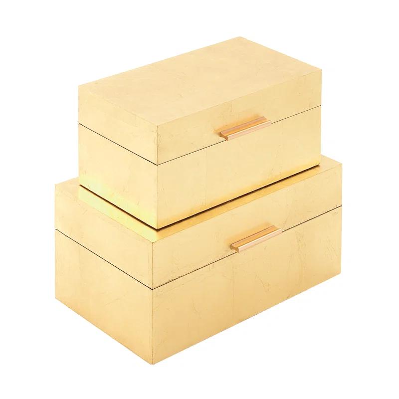 CosmoLiving by Cosmopolitan Wooden Decorative Box with Textured Foiled Exterior Set