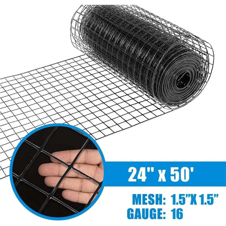 Fencer Wire 16 Gauge Black Vinyl Coated Welded Wire with Mesh Size 1.5” x 1.5”, Multiple Sizes & Reviews | Wayfair
