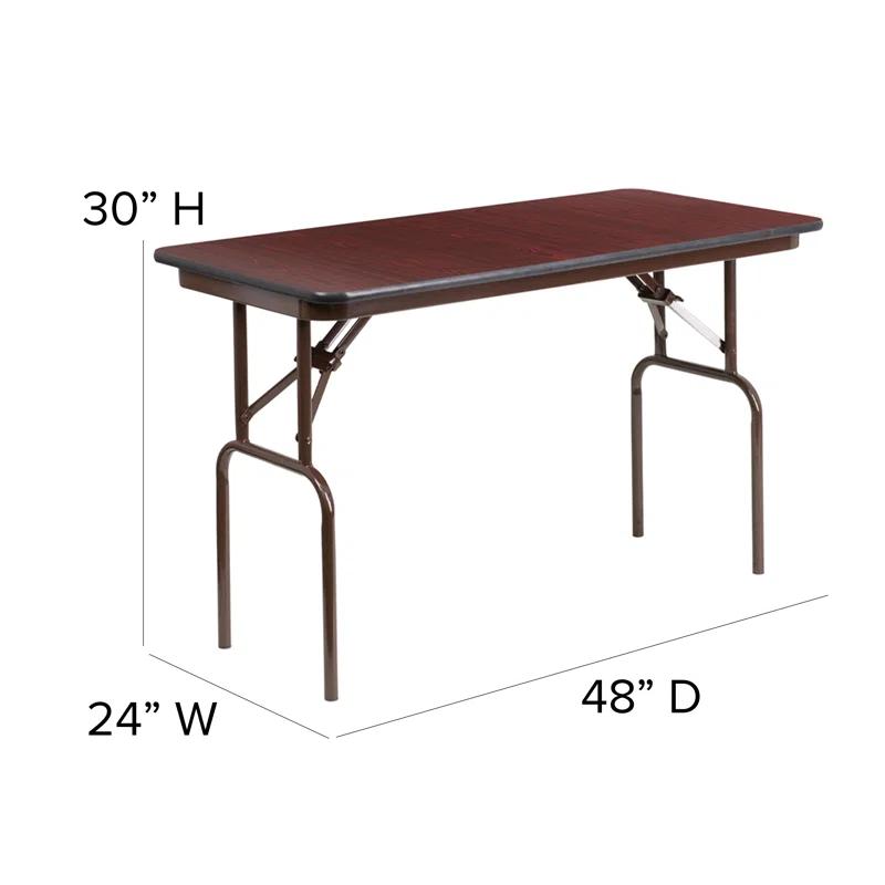 Flash Furniture Wofford 24" x 48" Rectangular Mahogany Melamine Laminate Folding Banquet Table