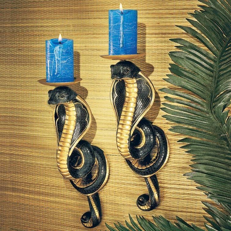 Design Toscano Renenutet Egyptian Cobra Goddess Wall Sconce (Set of 2)