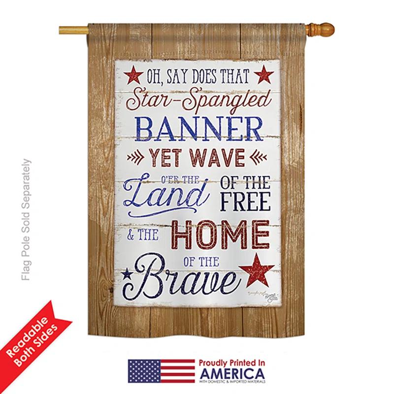 Breeze Decor Double Sided 40'' H x 28'' W Polyester Independence Day House Flag