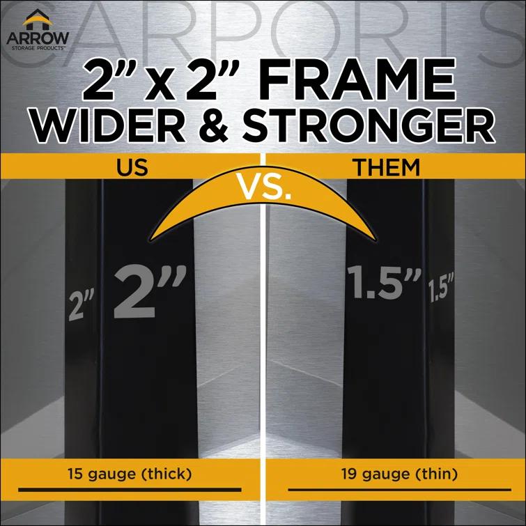 Arrow Arrow Steel Carport with 1 Side Wall Kit 10X29X7