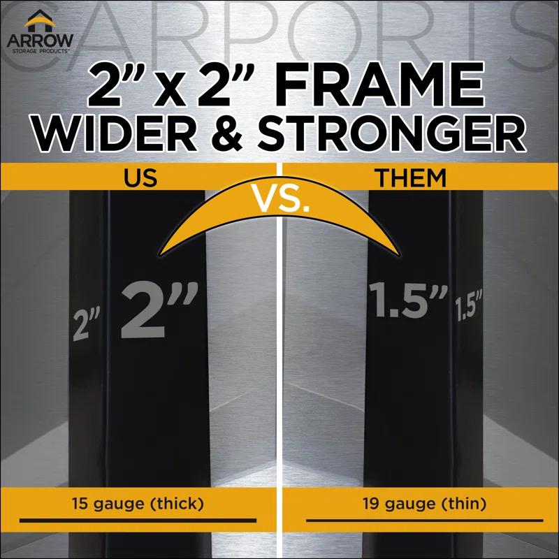 Arrow Arrow Steel Carport with 1 Side Wall Kit 10X29X7