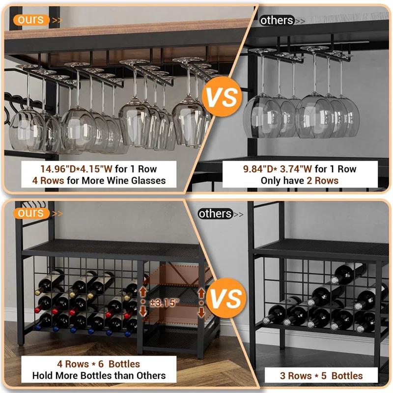 17 Stories Higginsville Wine Bar Cabinet with Outlet and LED Light