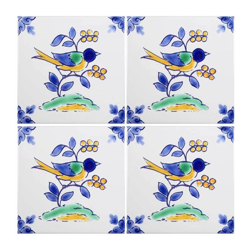 Casablanca Market Mediterranean 4'' x 4'' Hand Painted Ceramic Decorative Accent Tile