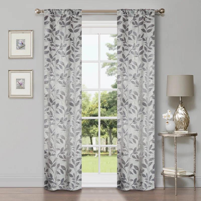 Superior Modern Bohemian Leaves Polyester Machine Washable Room Darkening Blackout Curtains by Superior (Set of 2)