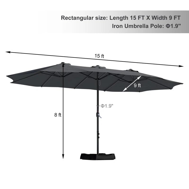 clihome 15 Ft Patio Market Umbrella with Base
