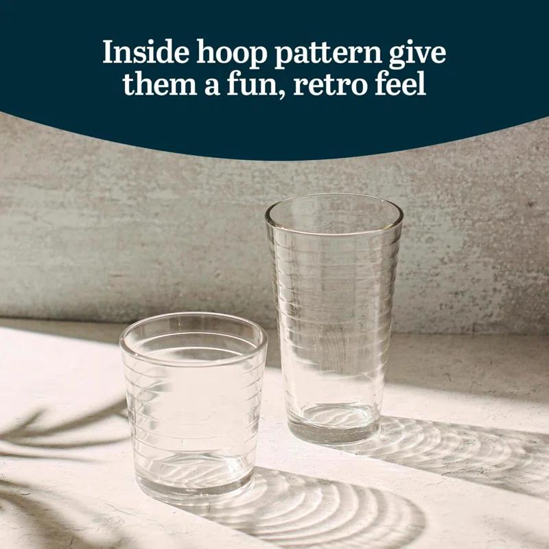 Textiles Hub Hoops 16-Piece Tumbler And Rocks Glass Set