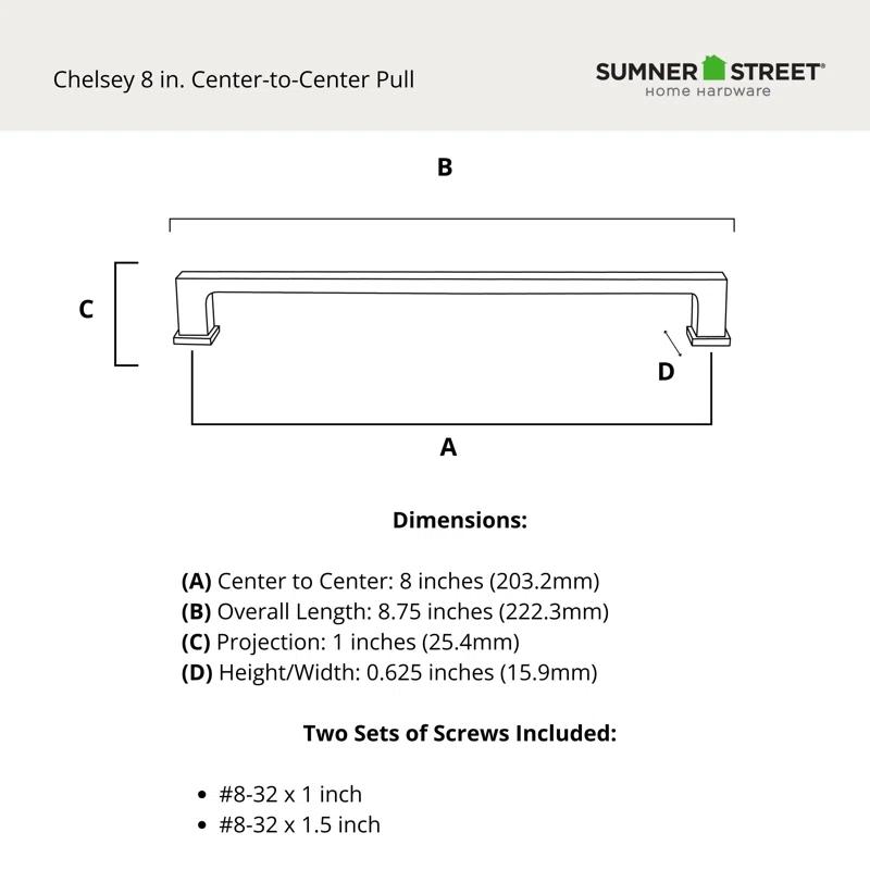 Sumner Street Home Hardware Chelsey 8" Satin Brass Bar Pull
