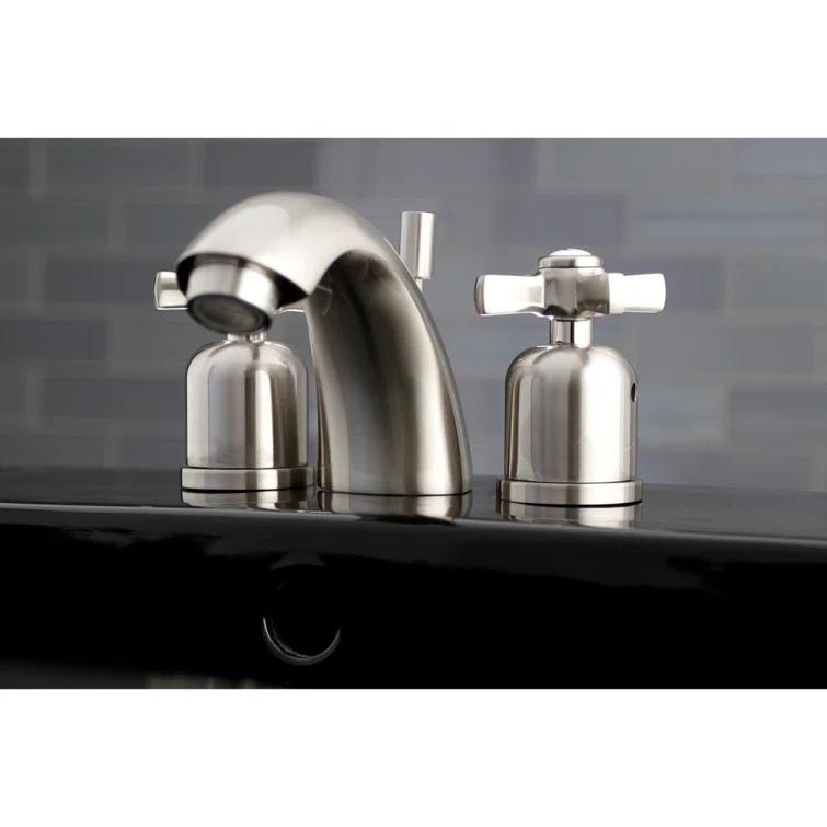 Kingston Brass Kingston Brass Millennium Two-Handle 3-Hole Deck Mount Mini-Widespread Bathroom Faucet with Plastic Pop-Up KB8958ZX