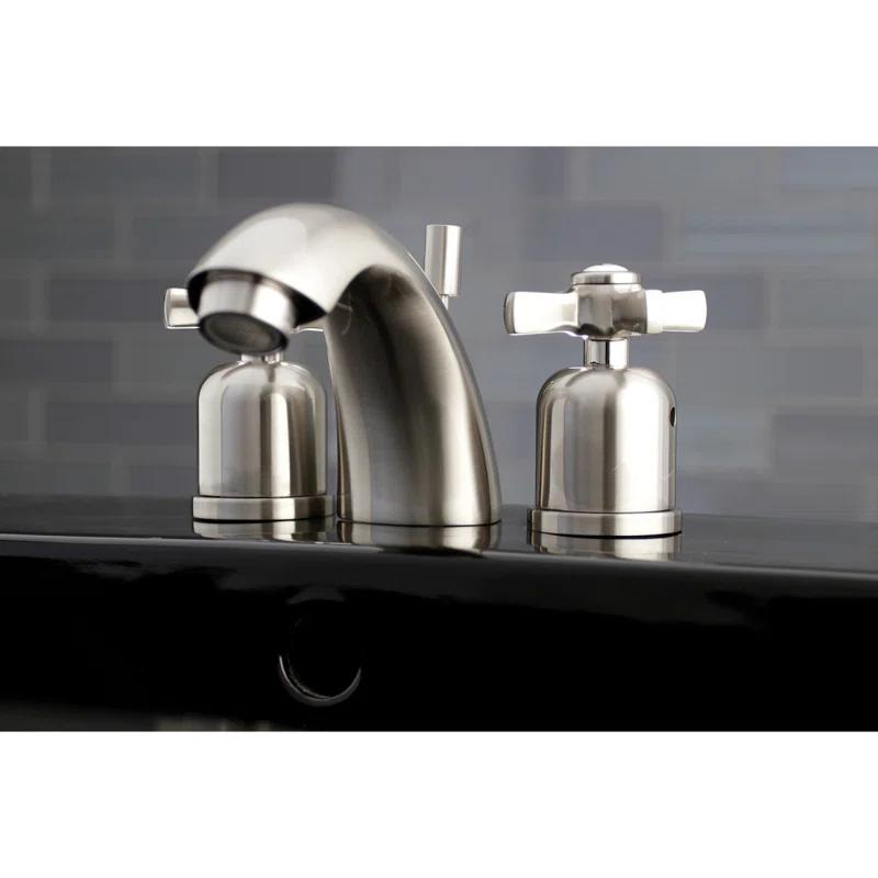 Kingston Brass Kingston Brass Millennium Two-Handle 3-Hole Deck Mount Mini-Widespread Bathroom Faucet with Plastic Pop-Up KB8958ZX