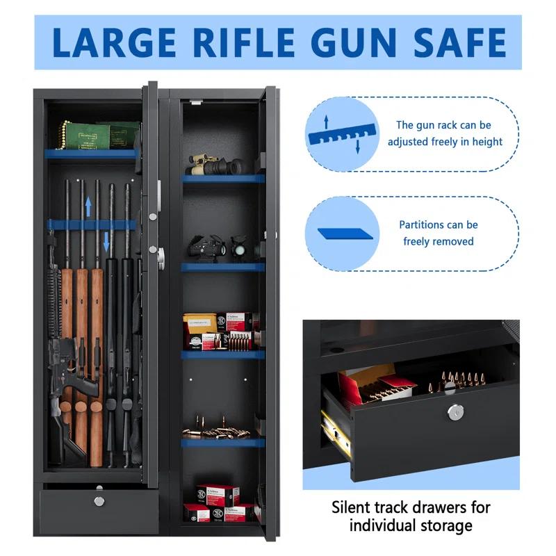 Kaer Kaer 15-20 Gun Safe,gun Safes For Home Rifle And Pistols,large Gun Safes For Home And Shotgun, Large Gun Safes For Home And Shotgun, Quick Access Shotguns Rifle Cabinet,with Drawer And Removable Shelf