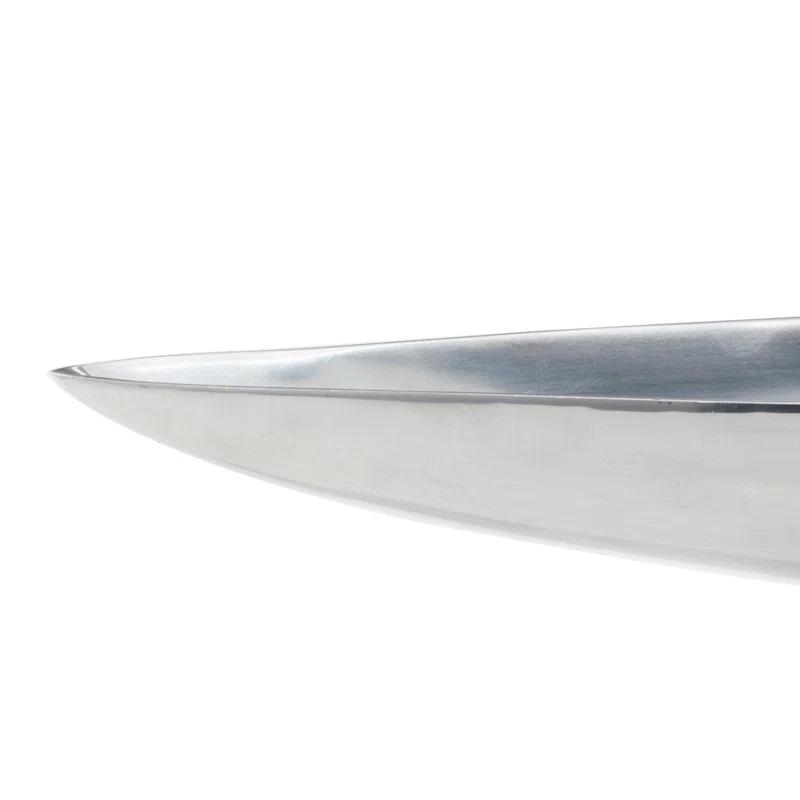 Hurtt Aluminum Metal Sleek Minimalistic Boat Decor Silver Tray