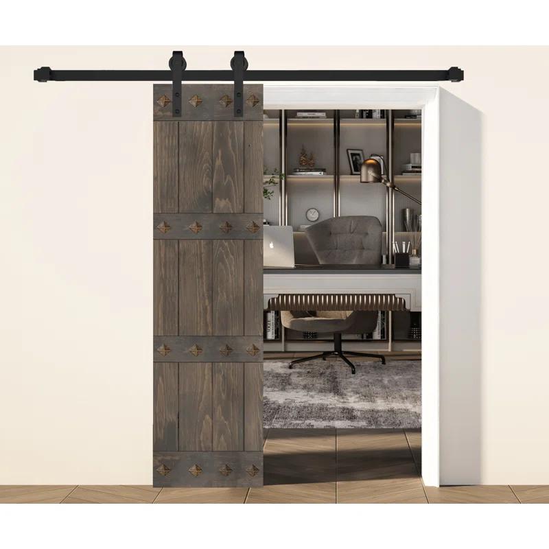 IsLife 84'' Solid Wood Paneled Matte without Installation Hardware Kit Barn Door