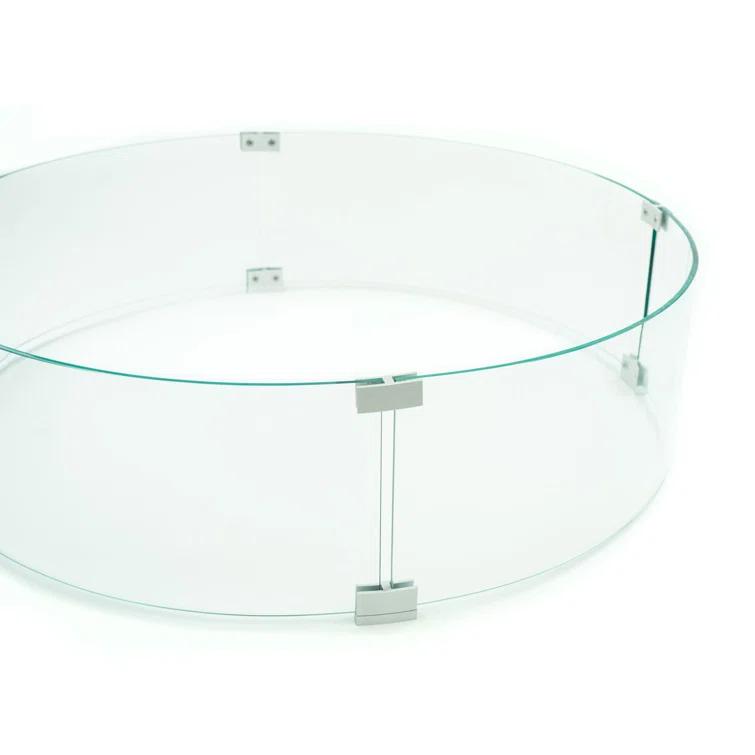 AMS Fireplace AMS Fire Pit Table Round Glass Wind Guard - Fire Flame Guard