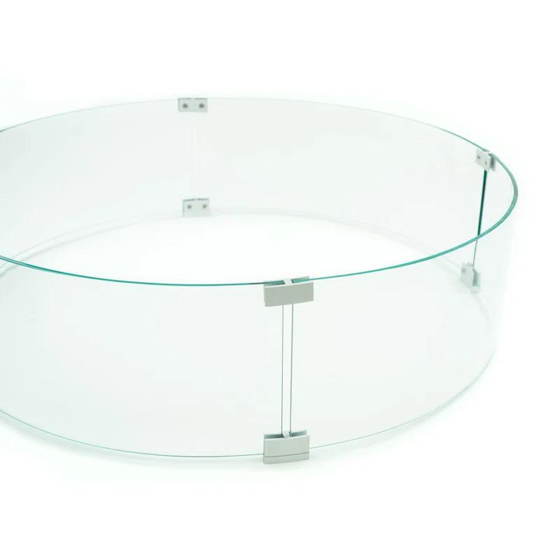 AMS Fireplace AMS Fire Pit Table Round Glass Wind Guard - Fire Flame Guard