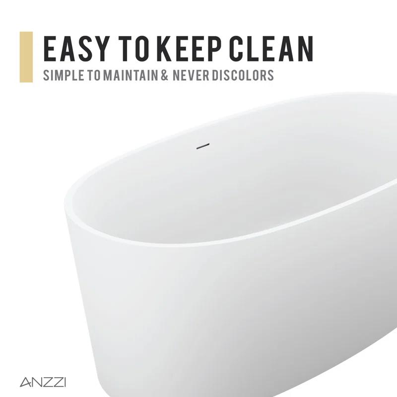 Roccia 62'' x 32'' Freestanding Soaking Solid Surface Bathtub