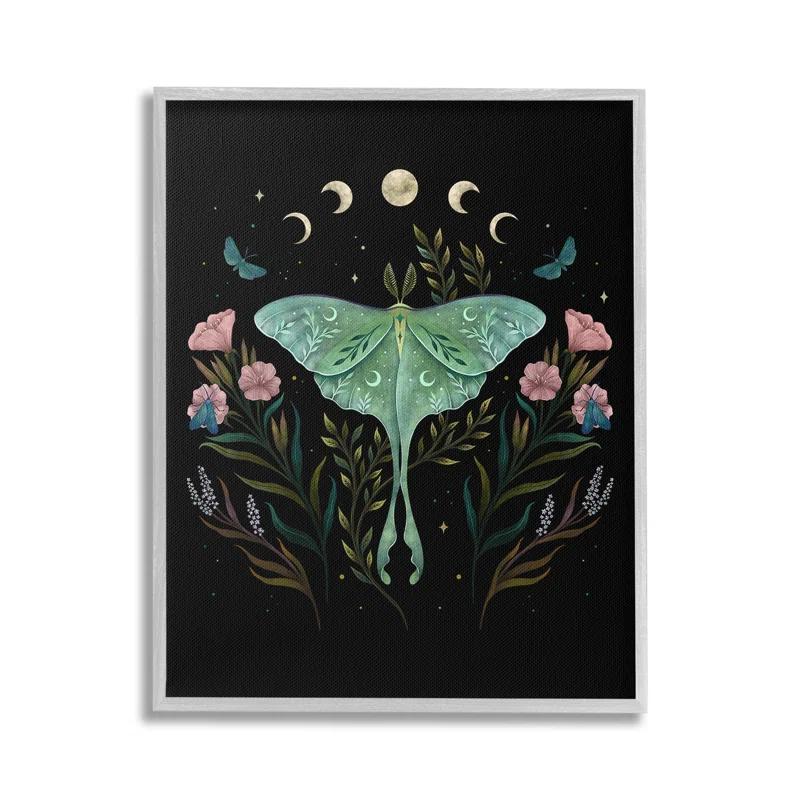 Stupell Industries Luna Moth with Florals Framed Giclee Art by Episodic Drawings