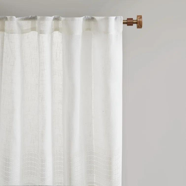 Madison Park Aida Ivory Yarn Dye Sheer Thermal Rod Pocket Curtain Panels 37x84" (Set of 2)