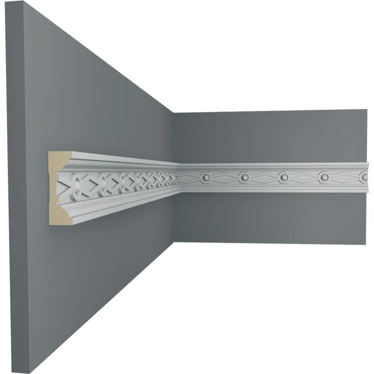 Ekena Millwork 1 1/2"H x 1/2"P x 94 1/2"L, (2" Repeat), Federal Chair Rail (Set of 8)